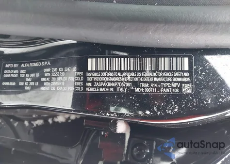 2023 Alfa Romeo Stelvio Ti Awd z USA, uszkodzony, nr VIN ZASPAKBN4P7D57061